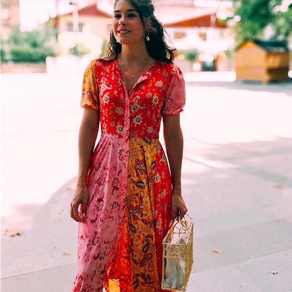 ZARA Dress BLOGGER FAVORITE Patchwork Paisley Handkerchief Hem Size M - Picture 9 of 15